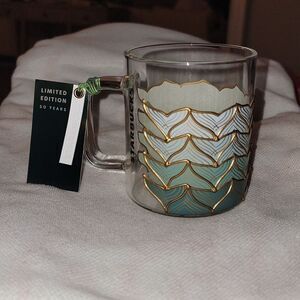 Starbucks 50th Anniversary 2021 Siren Tails Mermaid Glass Mug Limited Edition